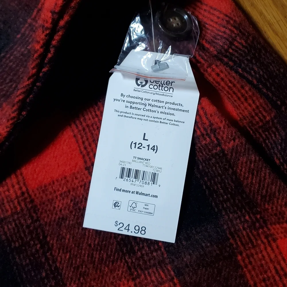 Time and Tru Red and Black Plaid Shacket - Picture 5 of 11